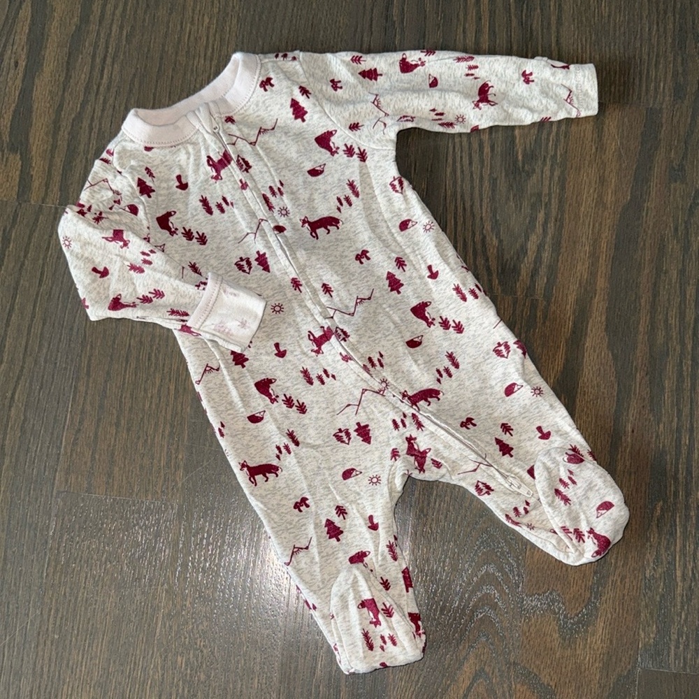 Old Navy Navy Maroon Foxes Sleep & Play - 0-3M